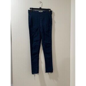 Free People Women’s Skinny Jeans Frayed Hem Dark Wash Elastic Waist High Rise 27